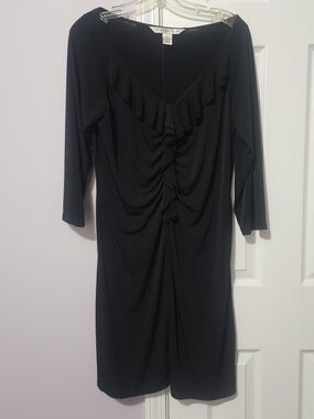 Black Ruffle-Front Women’s Dress 12